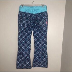 Betty Rides Aqua  plaid winter snowboard ski pants size small
